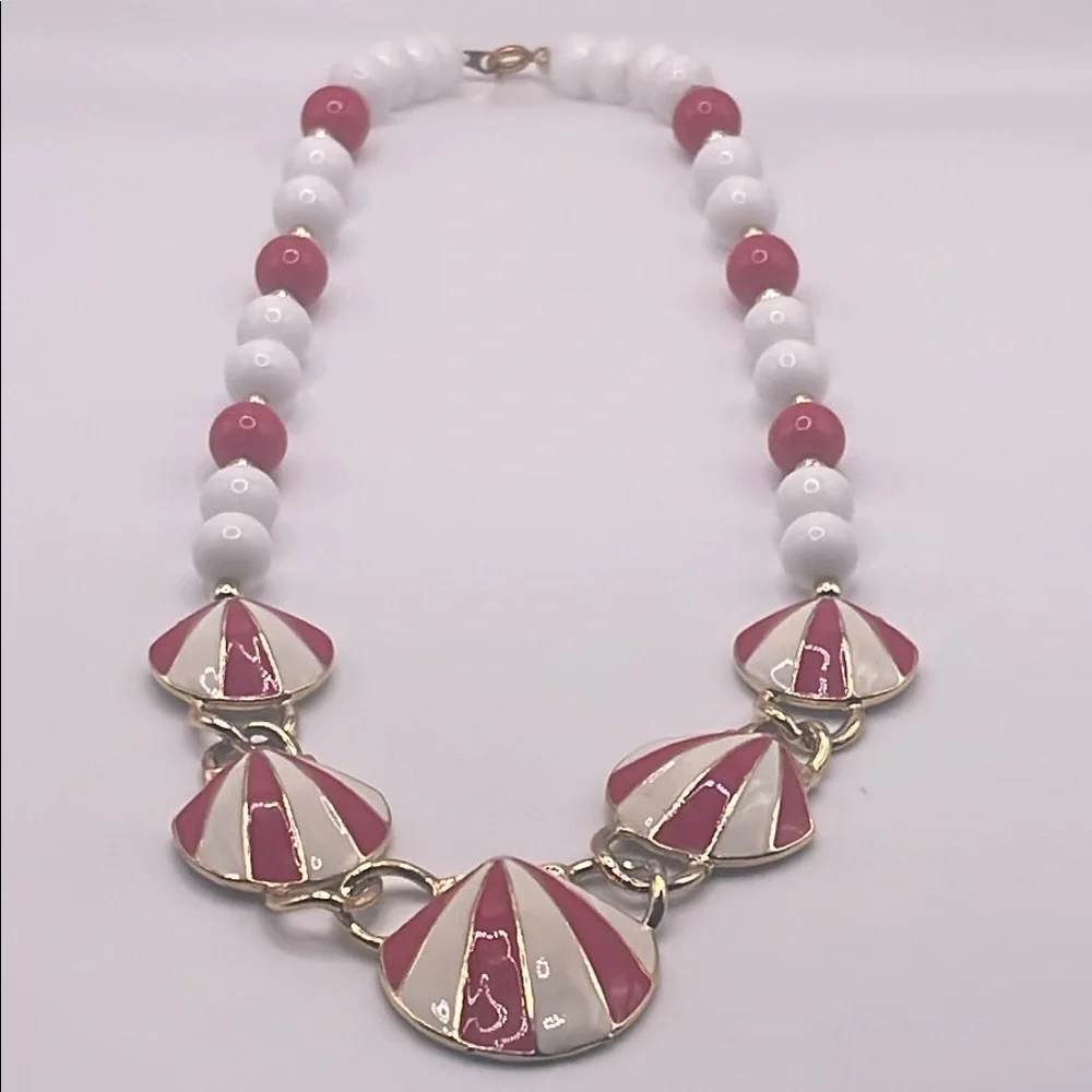 Red and White Necklace and Earring Set - Picture 7 of 8